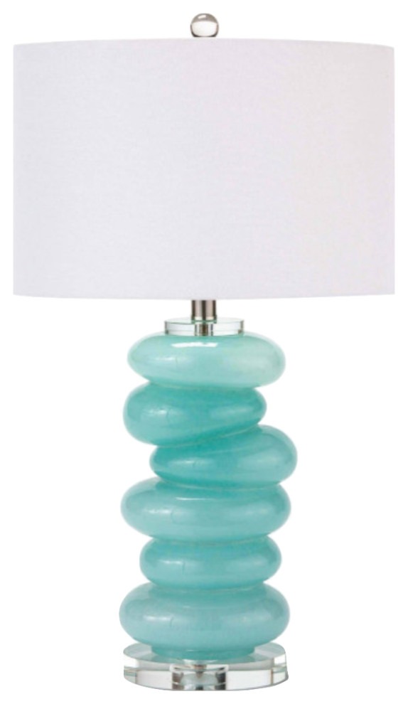 Stacked Pebble Glass Table Lamp Aqua, Pooky Wisteria Table Lamp