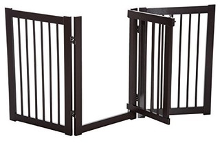 Pawhut 31 X61 Wooden 3 Panel Safety Pet Gate With Door Free