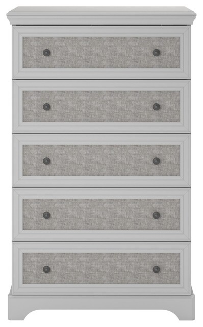 Highland View 5 Drawer Dresser With Fabric Inserts Gray