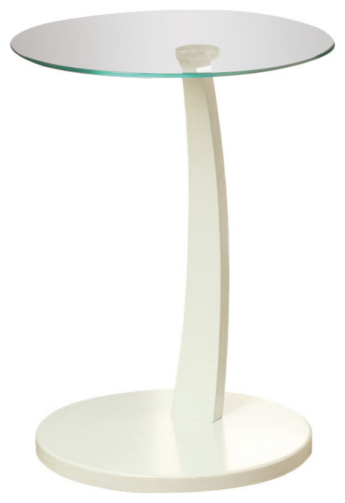 Offex OFX284395MO White Bentwood Accent Table With Tempered Glass