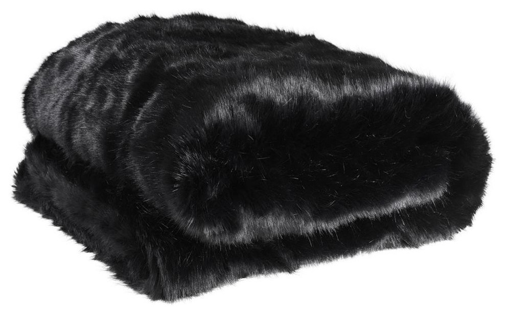 black and white fur throw