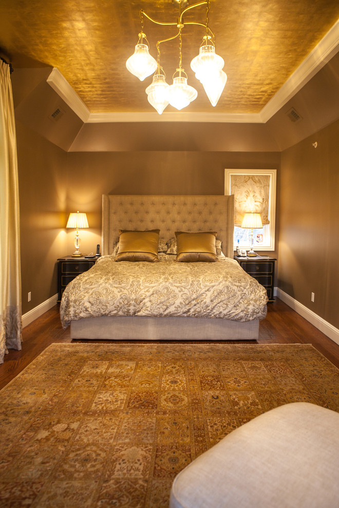 Свежая идея для дизайна: большая спальня в стиле фьюжн - отличное фото интерьера