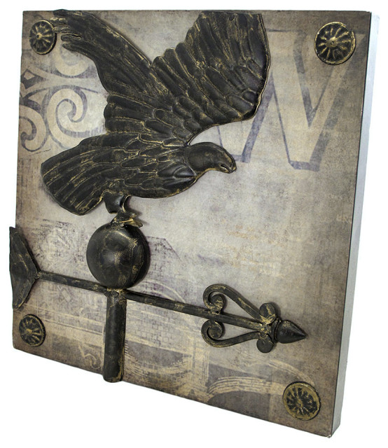 Square Metal Wall Plaque with Eagle Weathervane