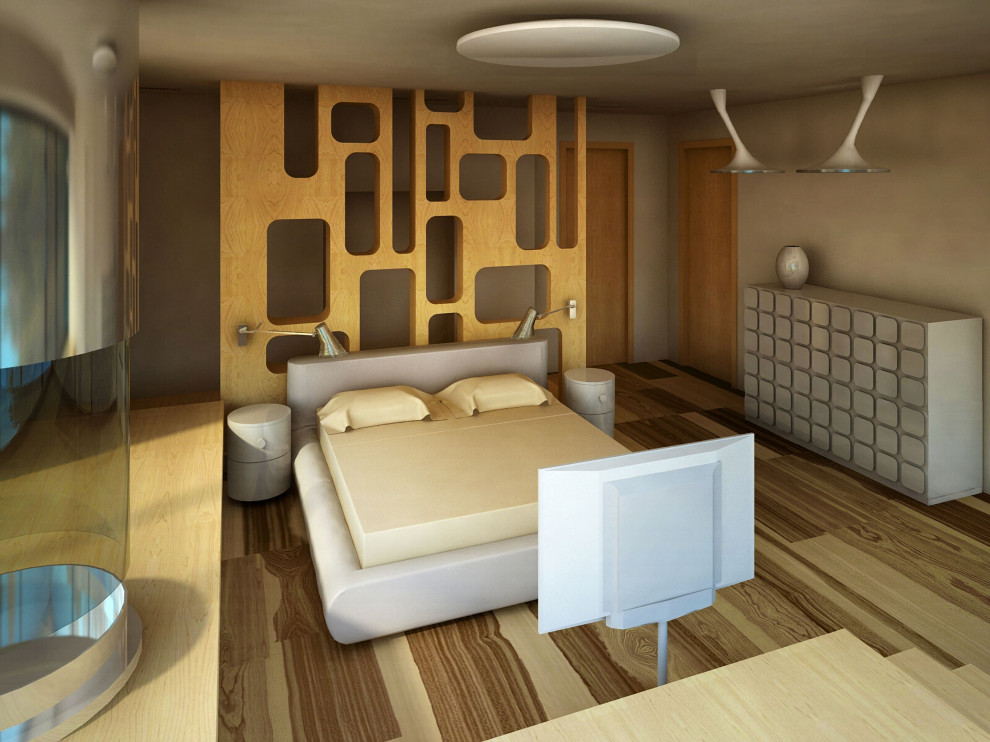 House in a pine forest - the 3D view