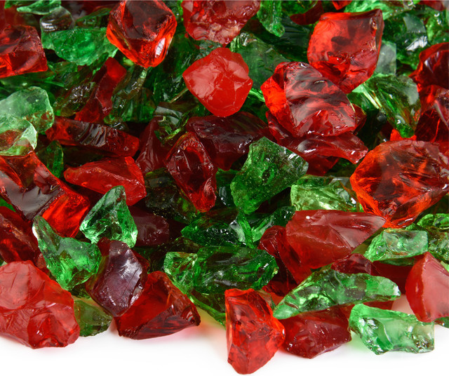 Crushed Fire Glass Blends, 10 lbs, Holiday Spirit | 3/8"-3/4"