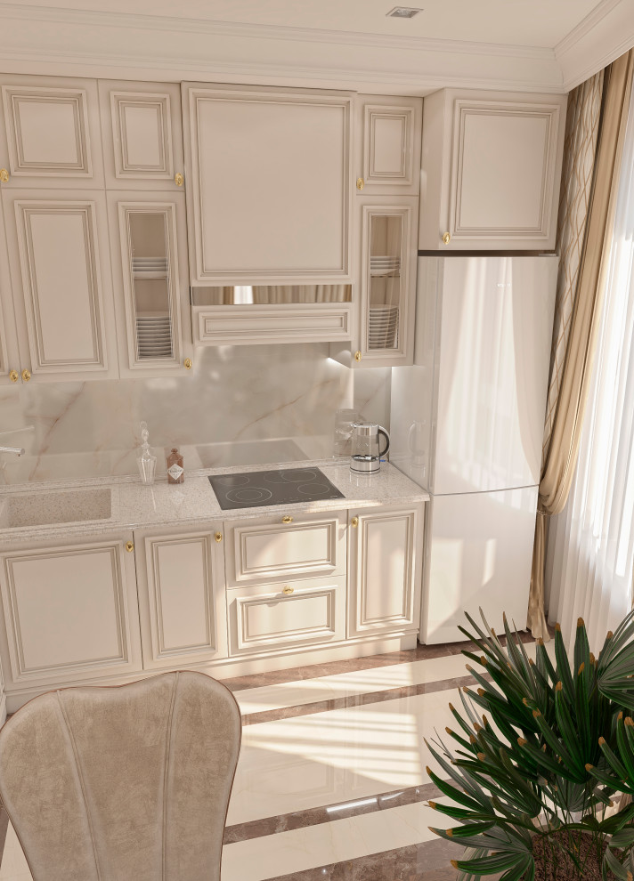 Квартира в классическом стиле с существующей мебелью.