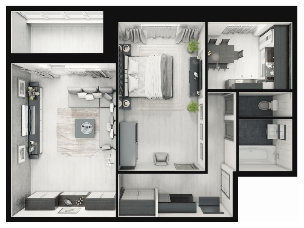 Двухкомнатная квартира для молодого бизнесмена