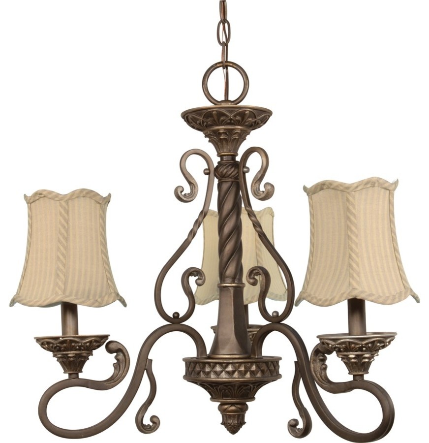 Gold Coast 3-Light Chandelier With Fabric Shades