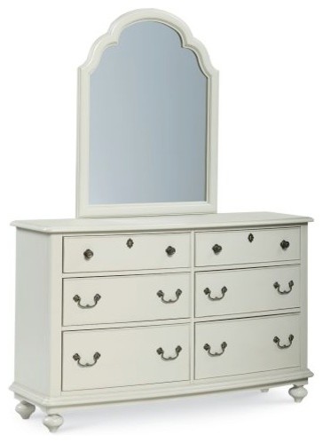 Legacy Inspirations 6 Drawer Dresser With Portrait Mirror White