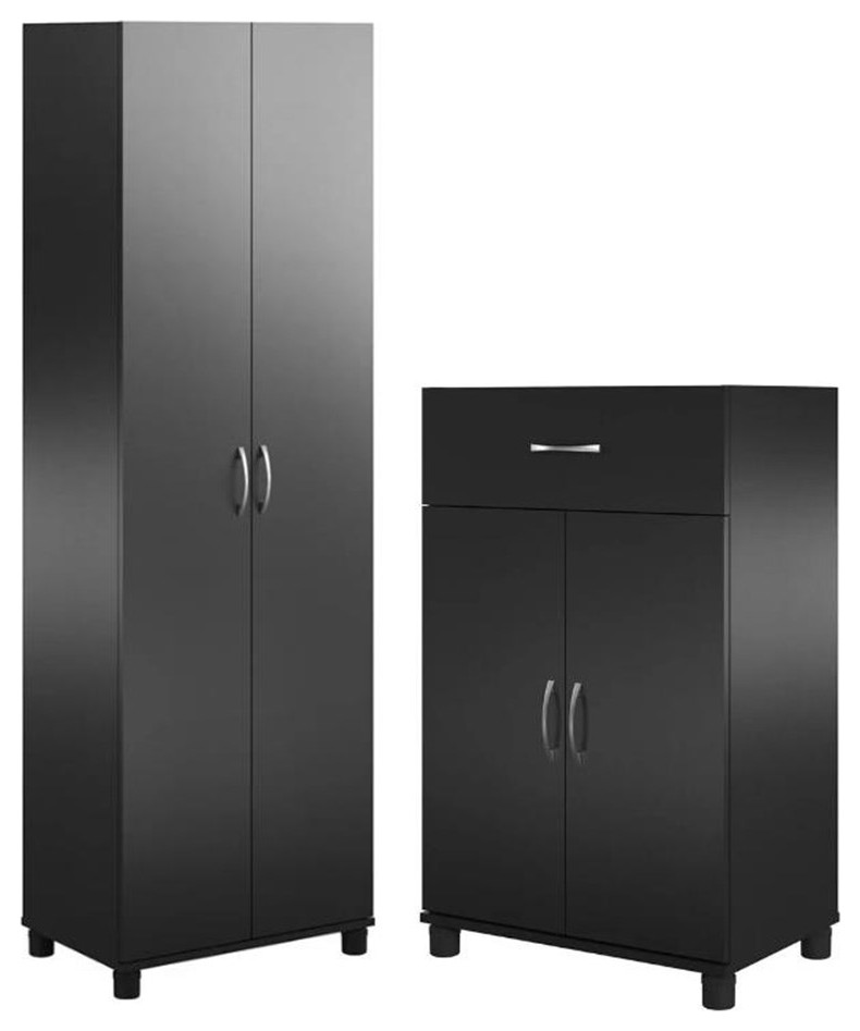 Home Square 2-Piece Set with 24" Utility Storage Cabinet & 2-Door Base Cabinet