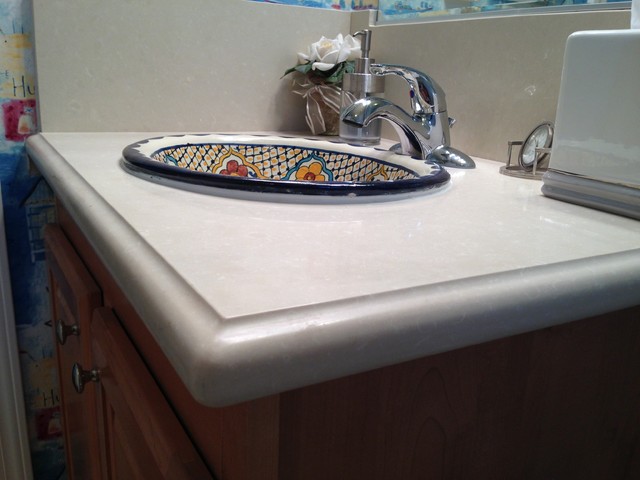Caesarstone Vanity With Ogee Bullnose Edge Detail