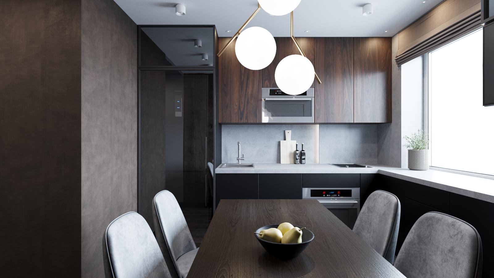 Дизайн квартиры в тёмных оттенках