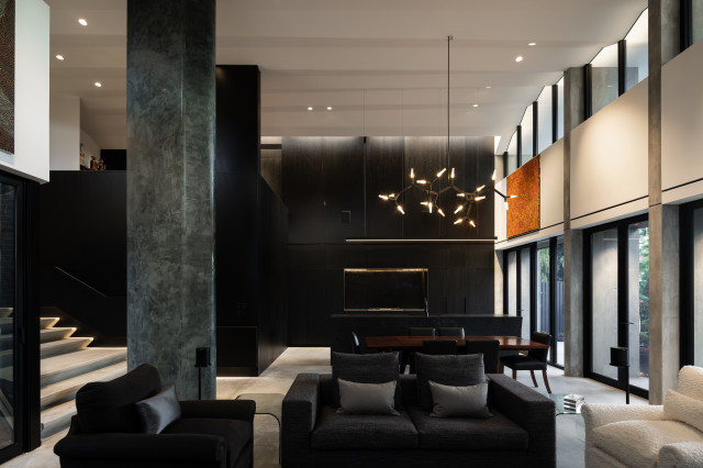 Black Kitchen and living room contemporary-living-room