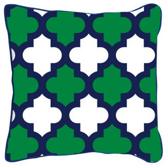 Marrakech 2-Tone Pillow, Green/Navy