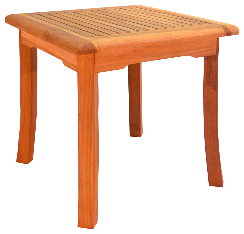 21" Outdoor Teak Stool, Square Side Table, End Table Transitional