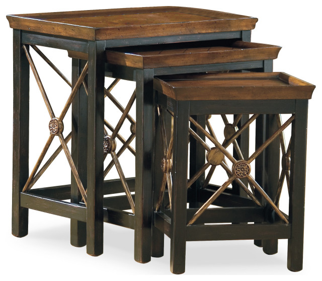 Nest of Three Tables With Medallion Motif