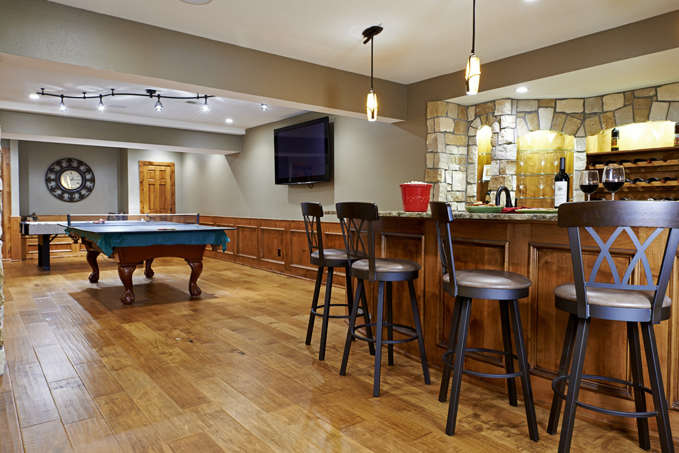 Inspiration for a transitional basement remodel in Denver
