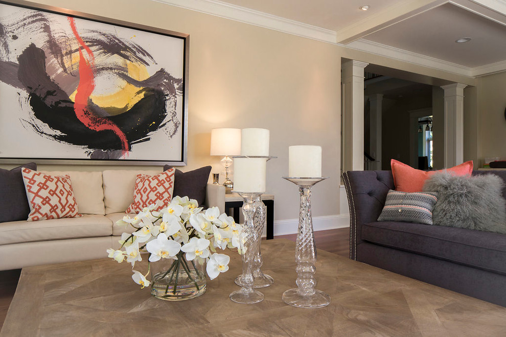 Coral & Grey Living Room - Modern - Living Room - Seattle - by AJX ...