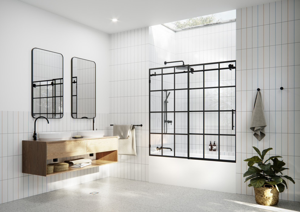 Esprit 56"60"x60" French Monture Bath Tub Sliding Shower Door