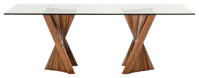 give eksplicit Akkumulerede Modrest Corbin Modern Walnut and Glass Dining Table - Transitional - Dining  Tables - by Vig Furniture Inc. | Houzz