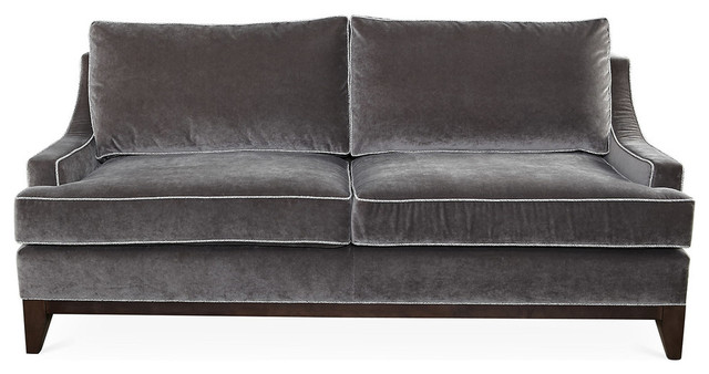 78" Dallas Sofa, Charcoal Performance Velvet - Transitional - Sofas - by  Taylor Burke Home | Houzz