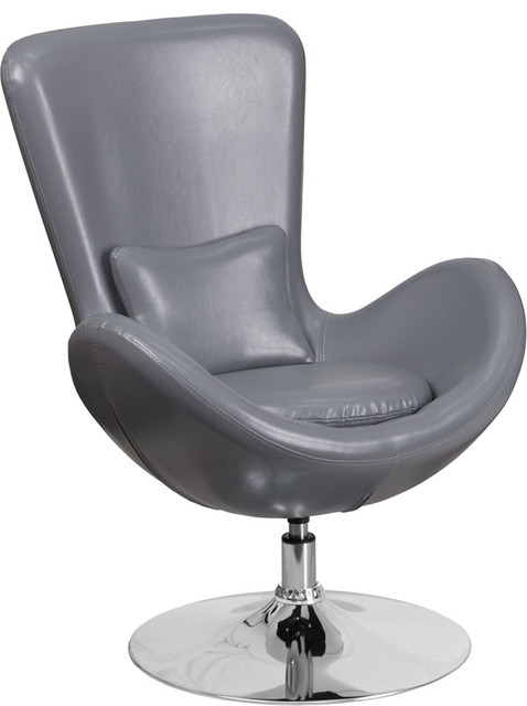Leather Egg Series Chair, Gray Leather