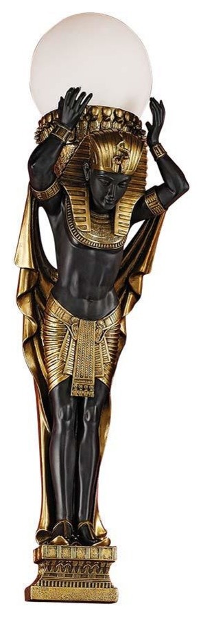 Egyptian Male Royalty Caryatid Wall Sculptural Lamp (Only One)