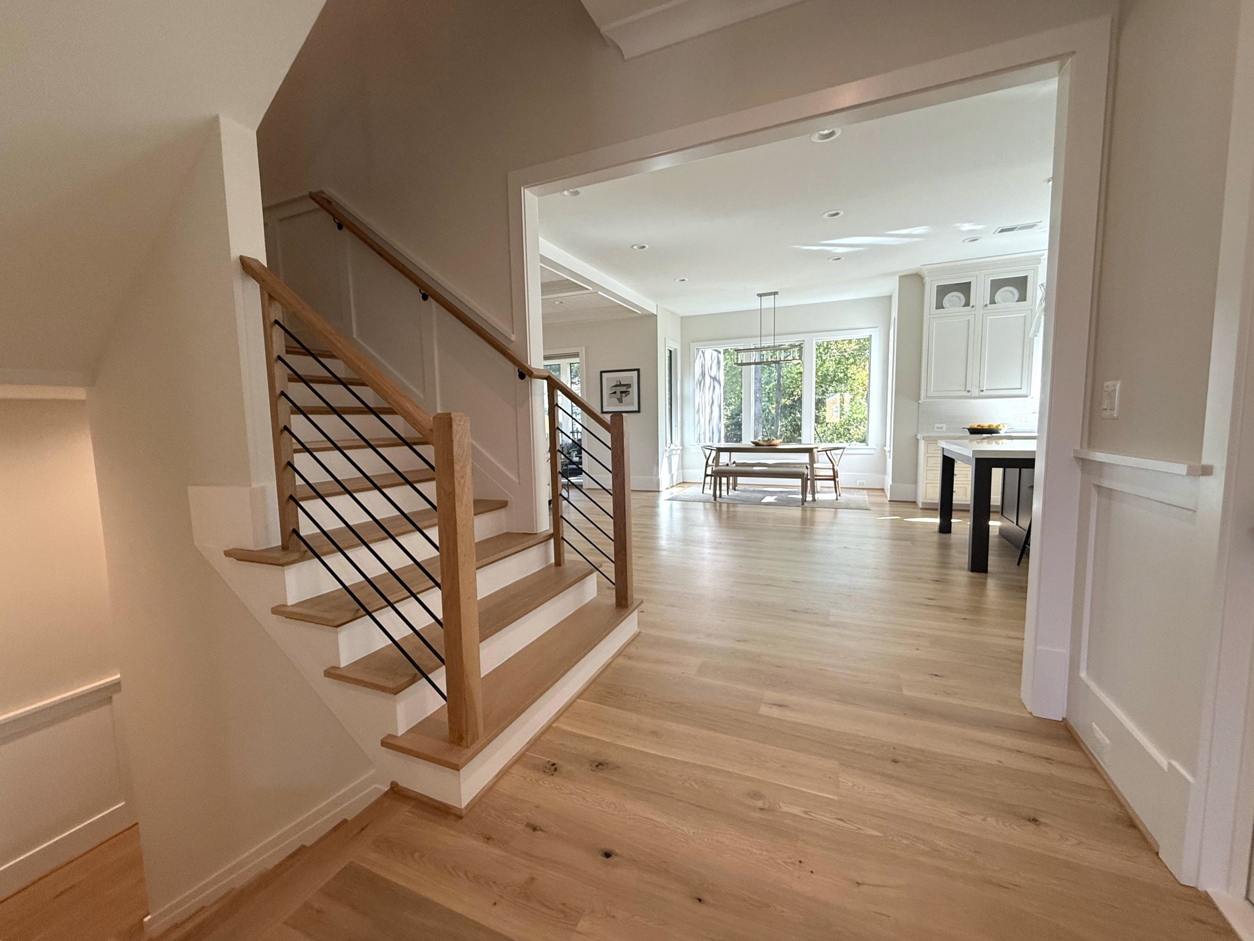 140_Modern White Oak Stair with Horizontal Bar Rail, Falls Church, VA 22043