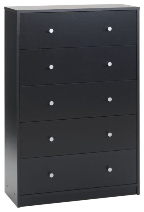 Atlin Designs Contemporary 5-Drawer Engineered Wood Chest in Black