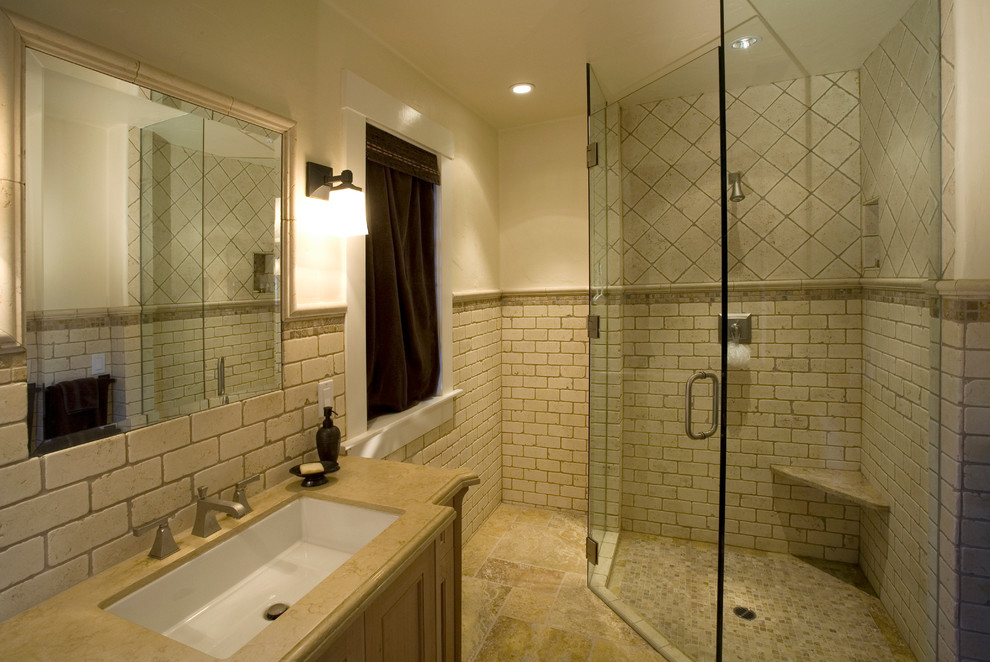 Example of an arts and crafts bathroom design in Santa Barbara