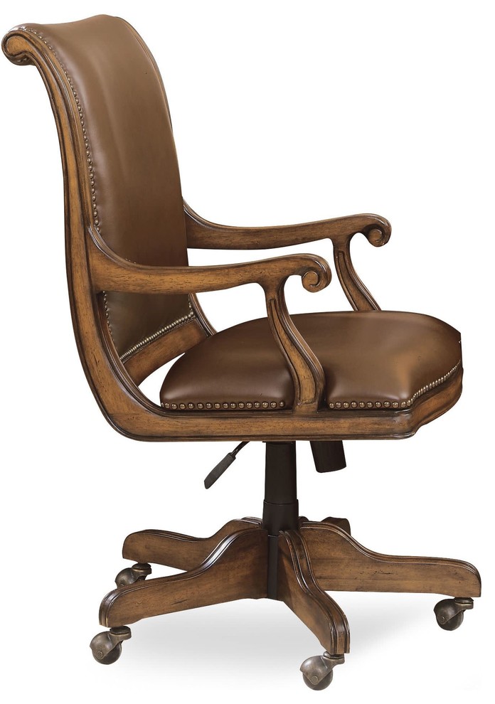 Hooker Furniture 28130220 Cherry Wood and Leather Office Chair from