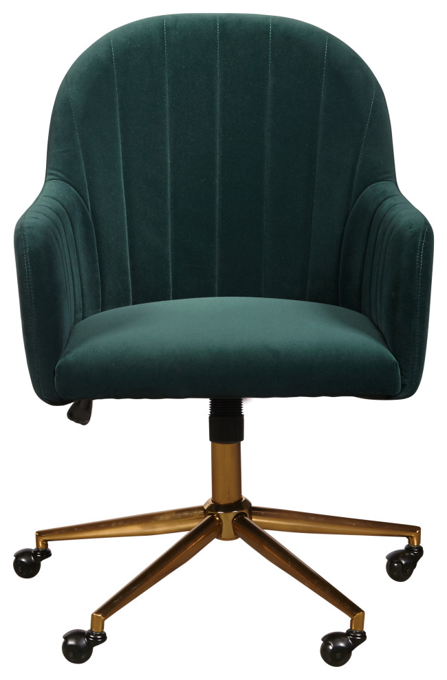 Upholstered Channel Tufted Office Chair in Emerald Green Velvet -  Contemporary - Office Chairs - by Buildcom | Houzz