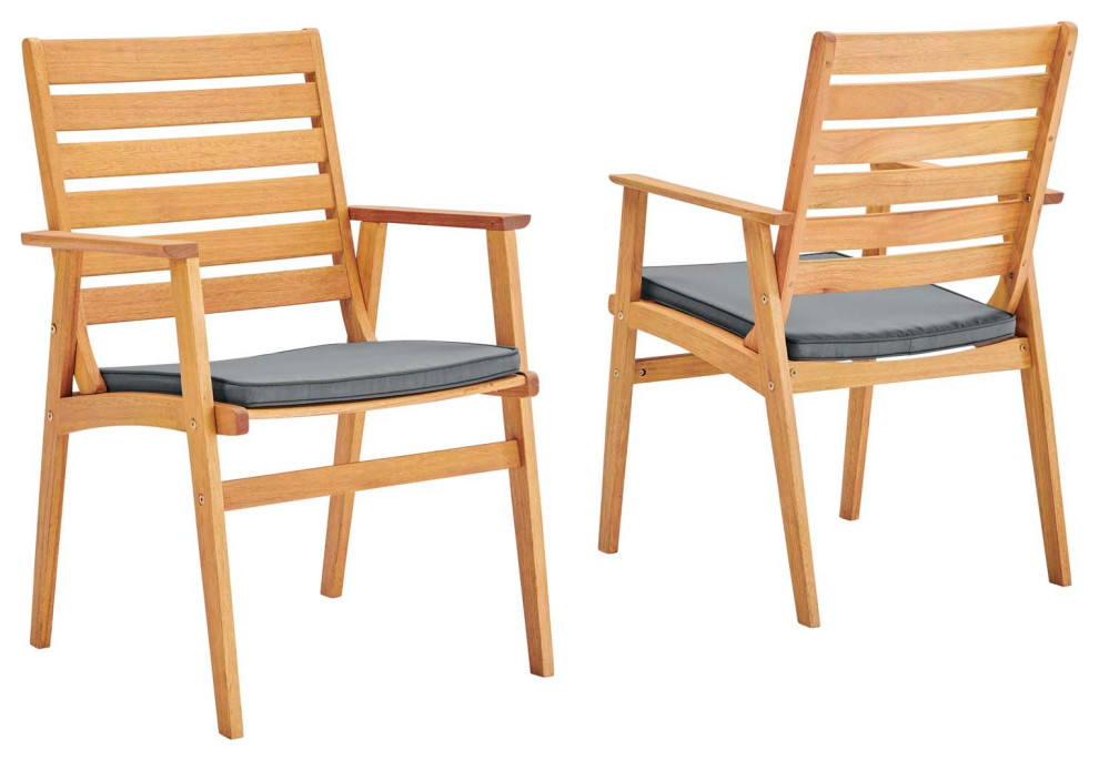 Modway Syracuse Eucalyptus Wood Outdoor Patio Dining Chair Set Of