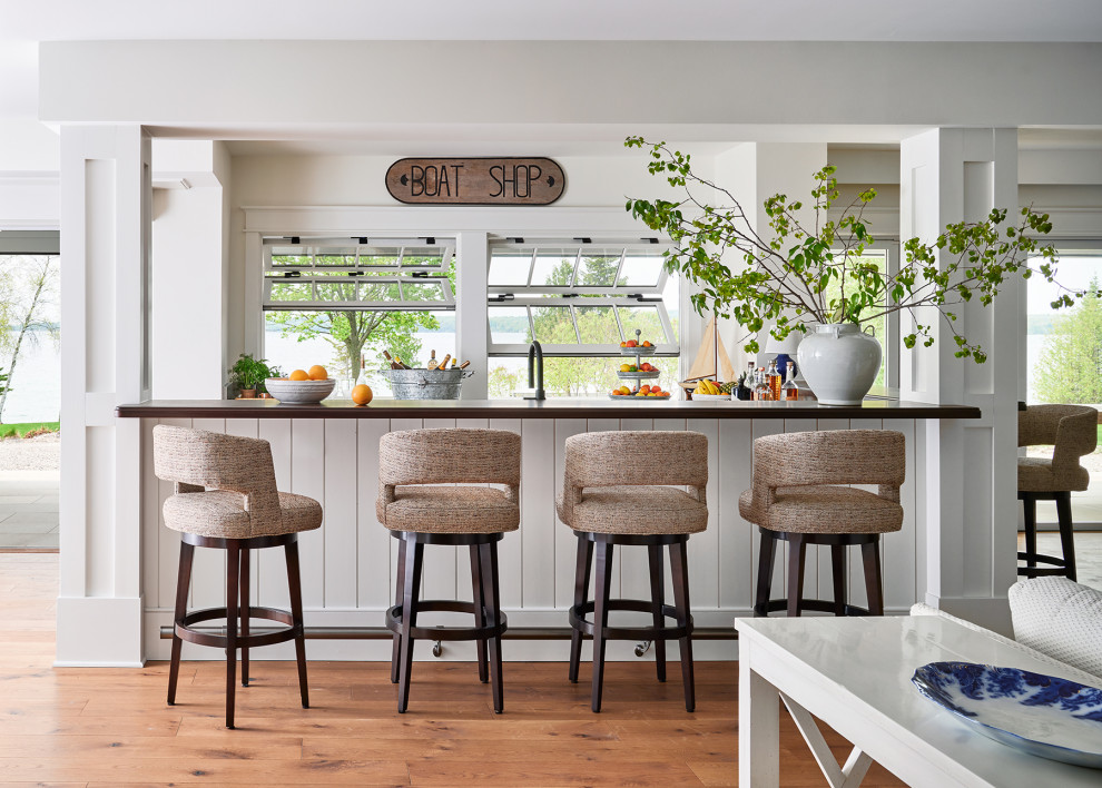 Indoor Outdoor Home Bar at Lake House - Beach Style - Home Bar - Grand ...