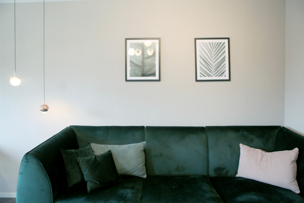 Green leaves and powder rose modern appartment