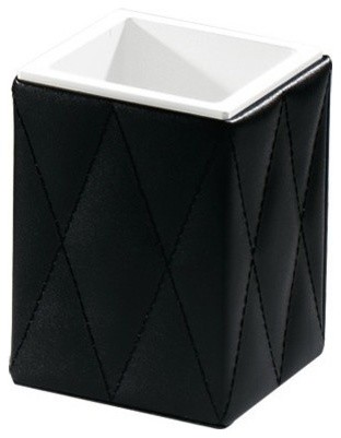 Black Faux Leather Toothbrush Holder
