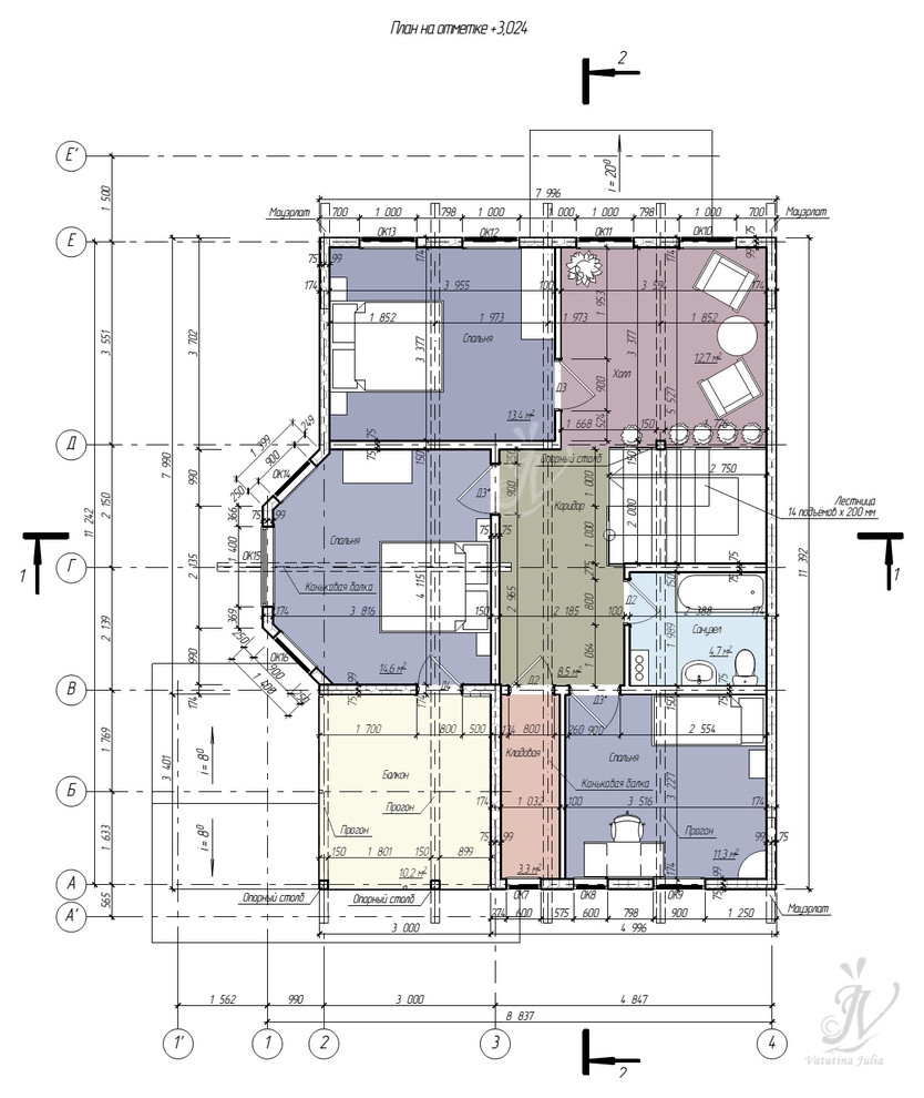 Эскизный проект индивидуального двухэтажного жилого дома в г. Рыбинск