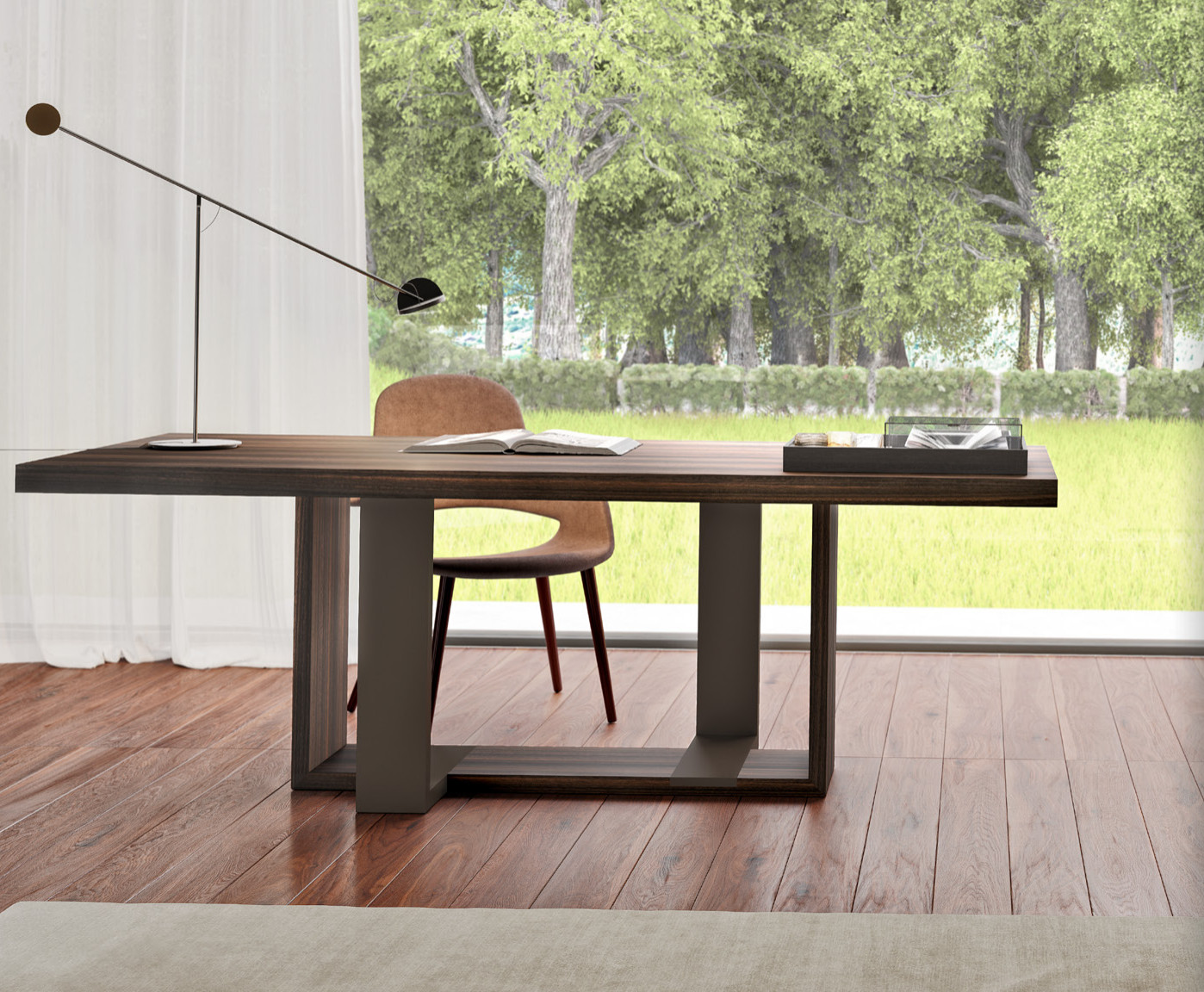 Home office - large freestanding desk home office idea in Madrid
