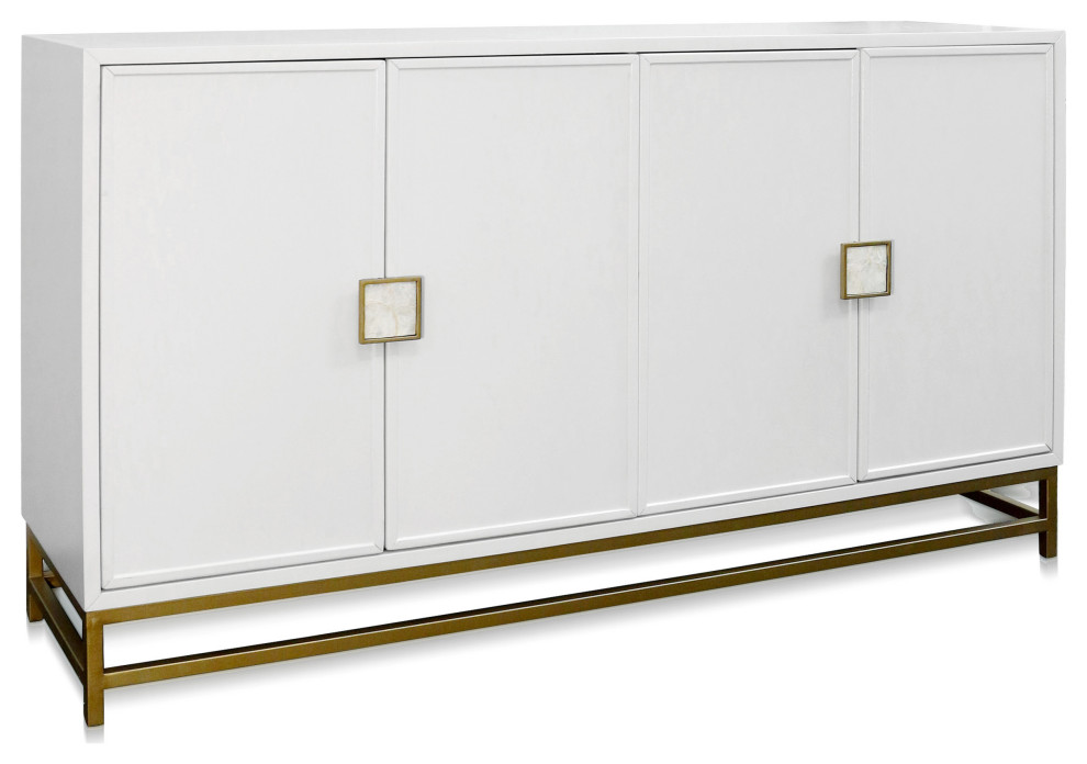 StyleCraft Lexi White Four Door Sideboard With Shell Handles