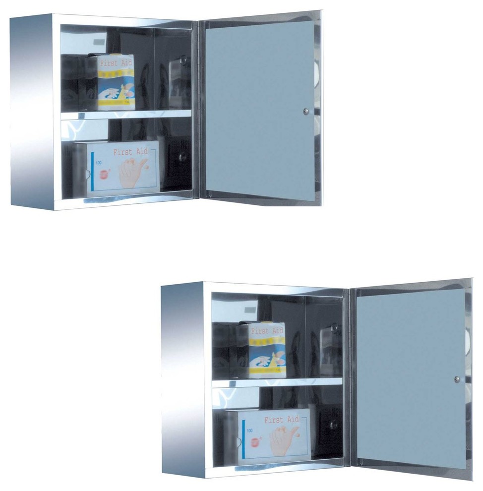2 Mini Stainless Steel Medicine Cabinet Wall Mount Storage Set Of