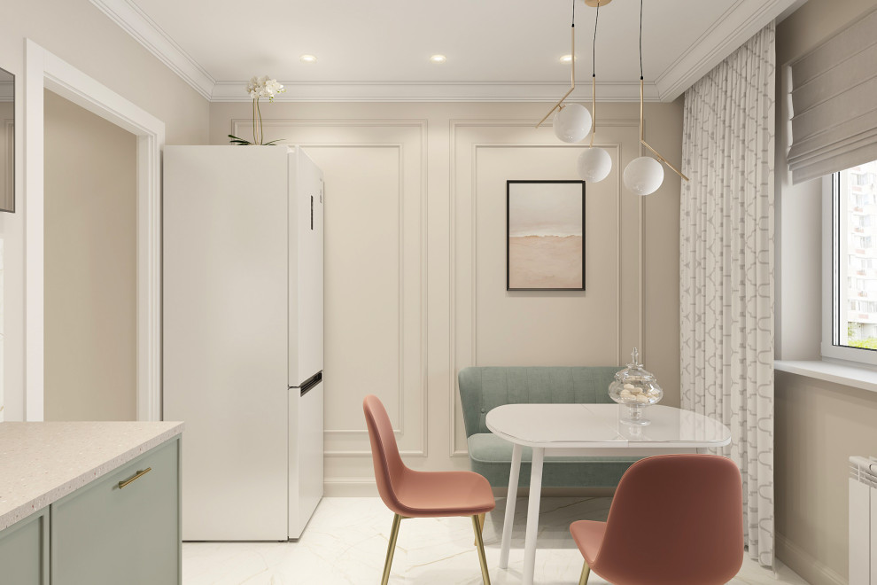 Двухкомнатная квартира 56 кв. м. в стиле неоклассика, в доме серии П-44Т