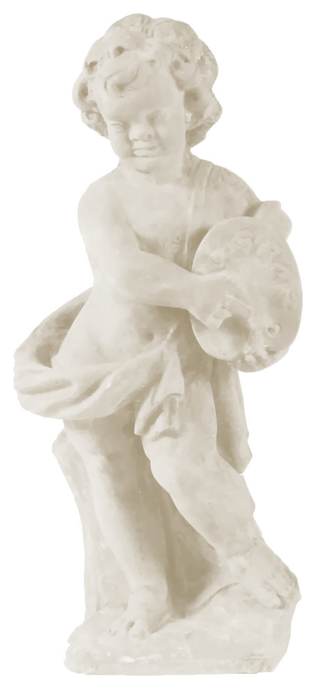 Cherub Painter Statue, Limestone
