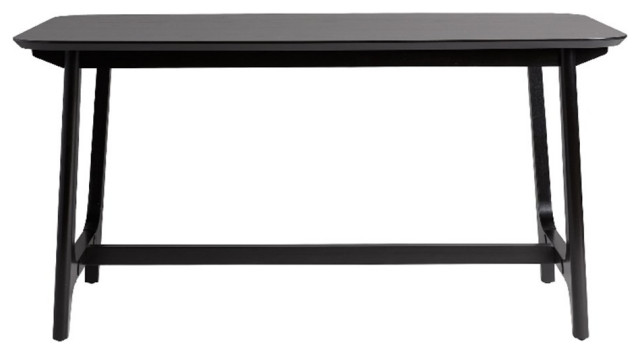 Walker Edison Modern Solid Wood Trestle Base Dining Table - Black Ash ...