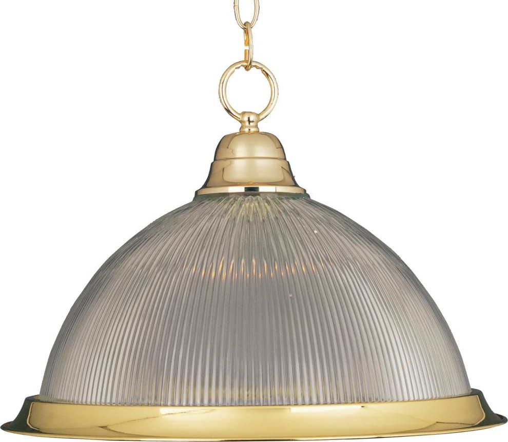 One Light Polished Brass Clear Glass Down Pendant