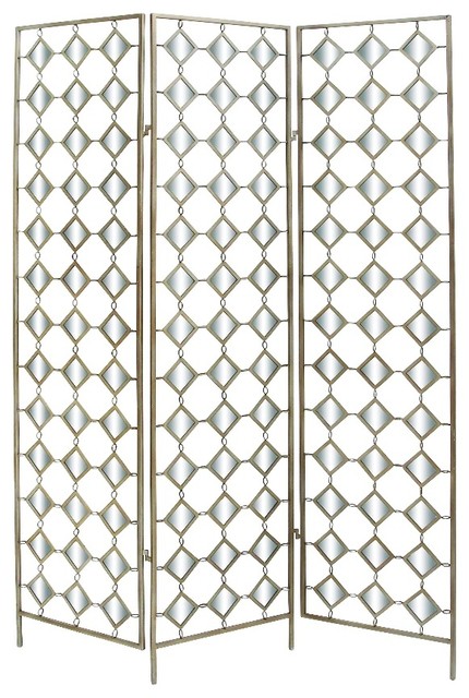 3 Panel Room Divider Screen Modern Mirror Diamond Home Accent Decor 50211