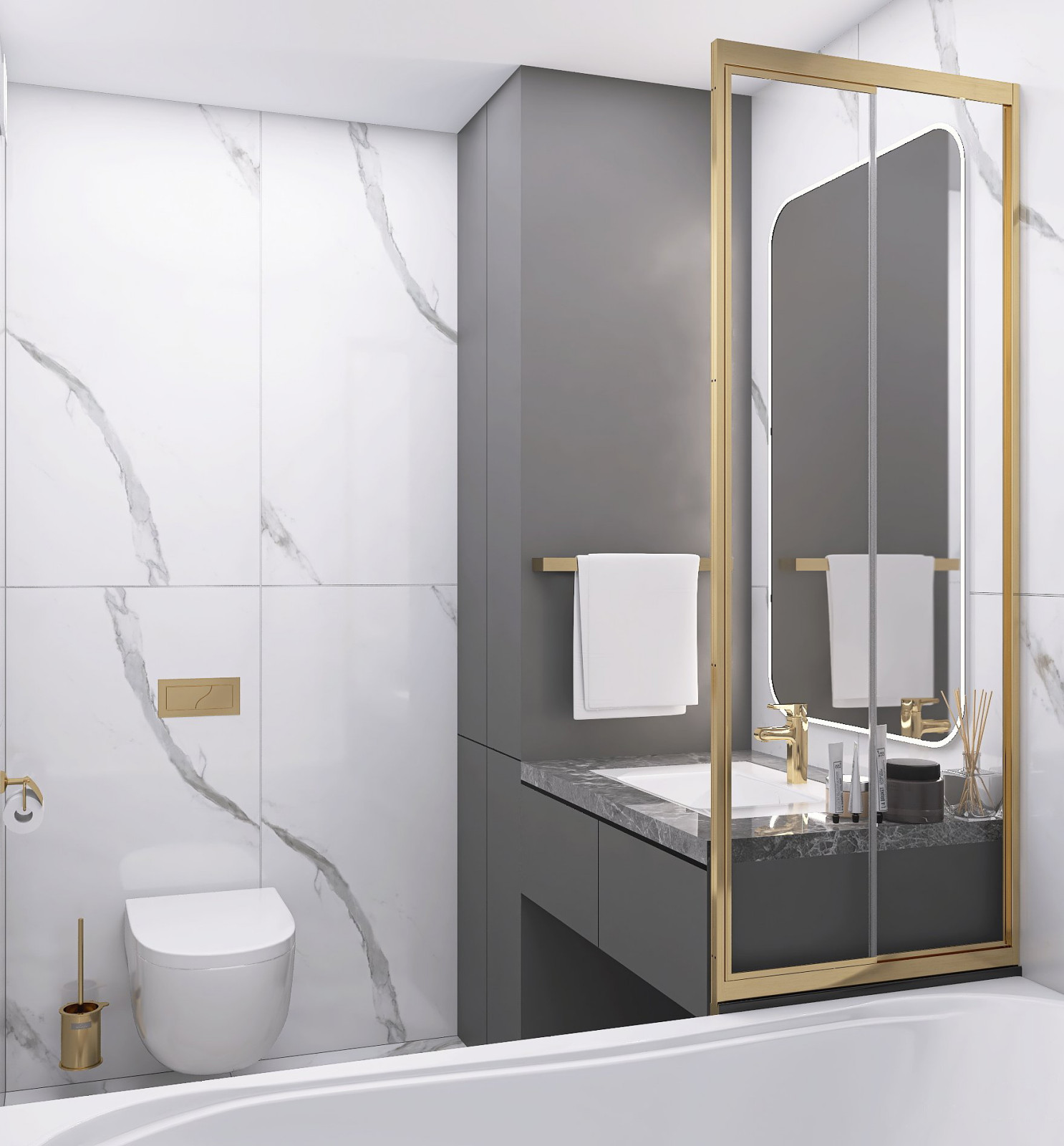 Квартира с золотыми и винными акцентами и элементами ар-деко