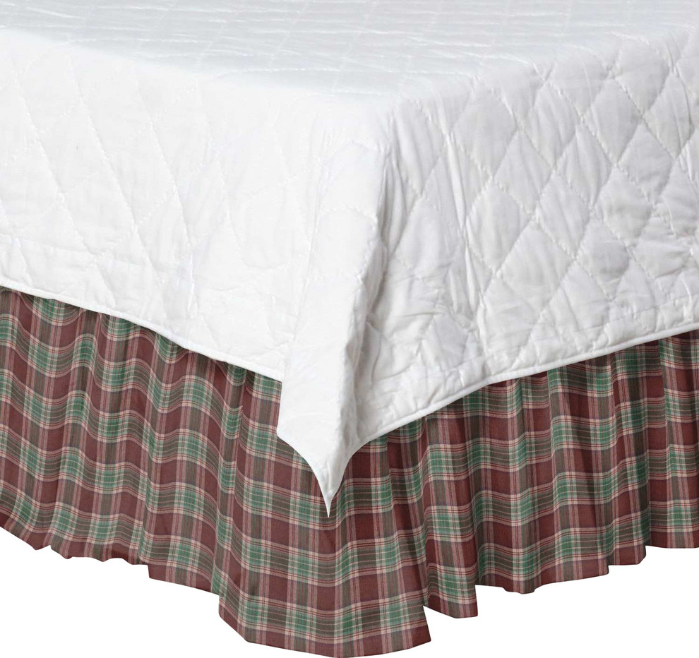 Brown and Green Plaid Fabric Dust Ruffle Full - Farmhouse - Bedskirts ...