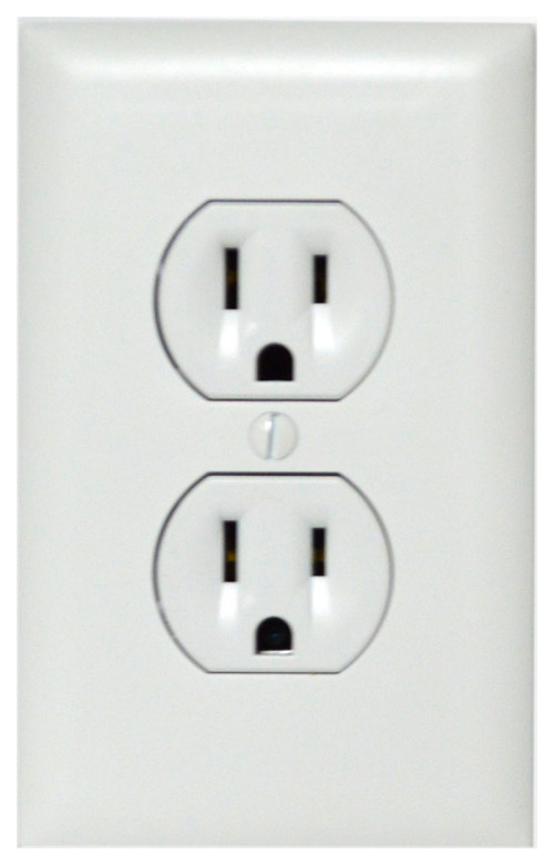 Receptacle With Wall Plate in Beige or White