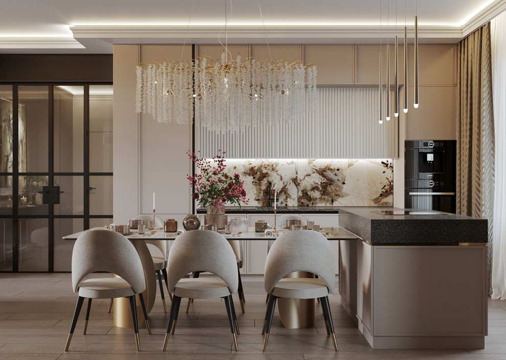 Кухня-гостиная 42 кв.м. в загородном доме