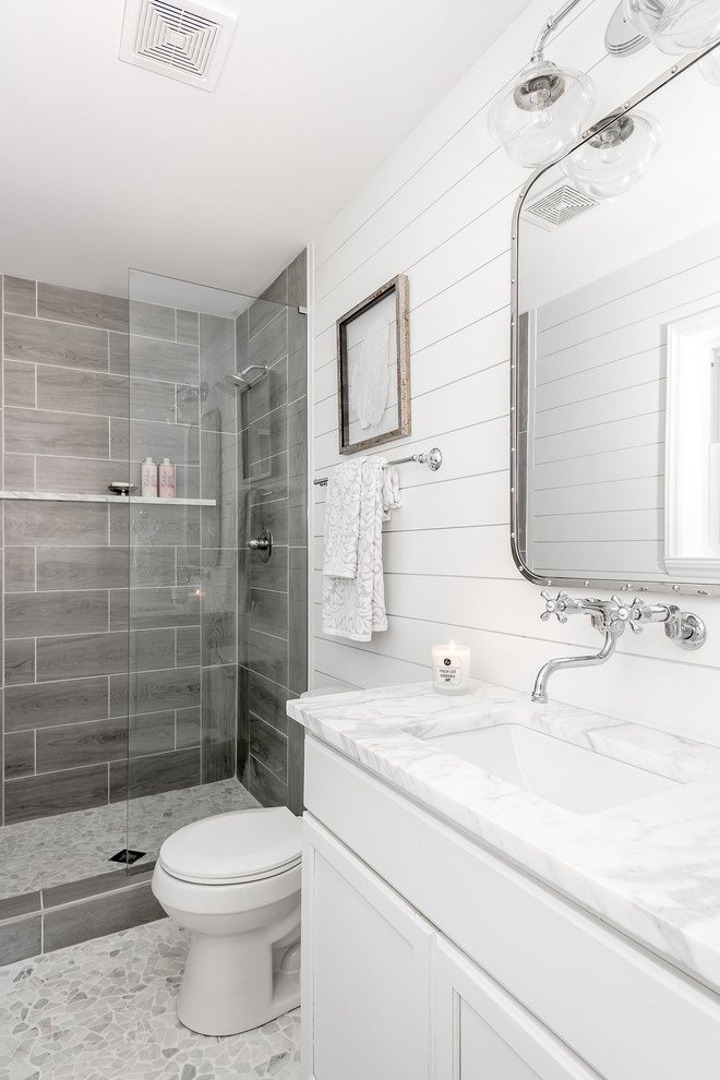 Inspiration for a coastal bathroom remodel in Charlotte